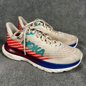 Hoka Mach 5 Wide Mens Running Shoes 7.5 2E Cream Red Blue 1136577 WFM